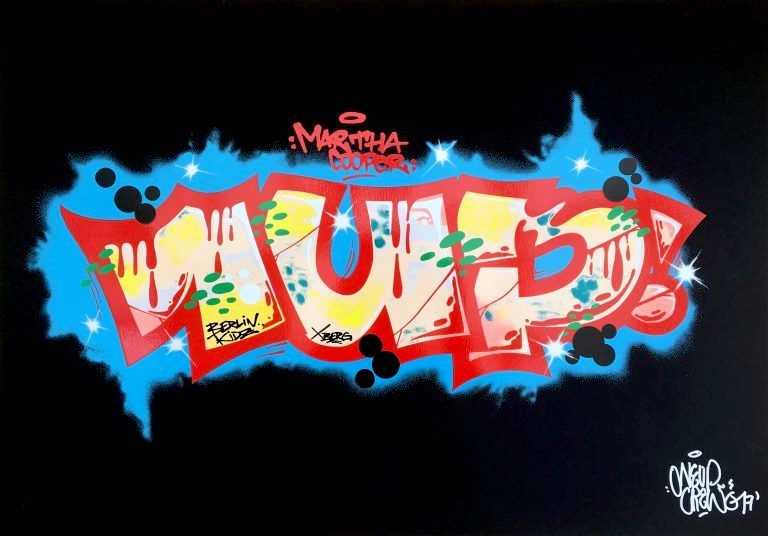 1UP, ‘On Love One Crew (Black)’, 2017, Print, Hand Tagged 12 Colour Screen Print On 300 Gsm Black Plike Paper, Graffiti Prints, Numbered, Handfinished