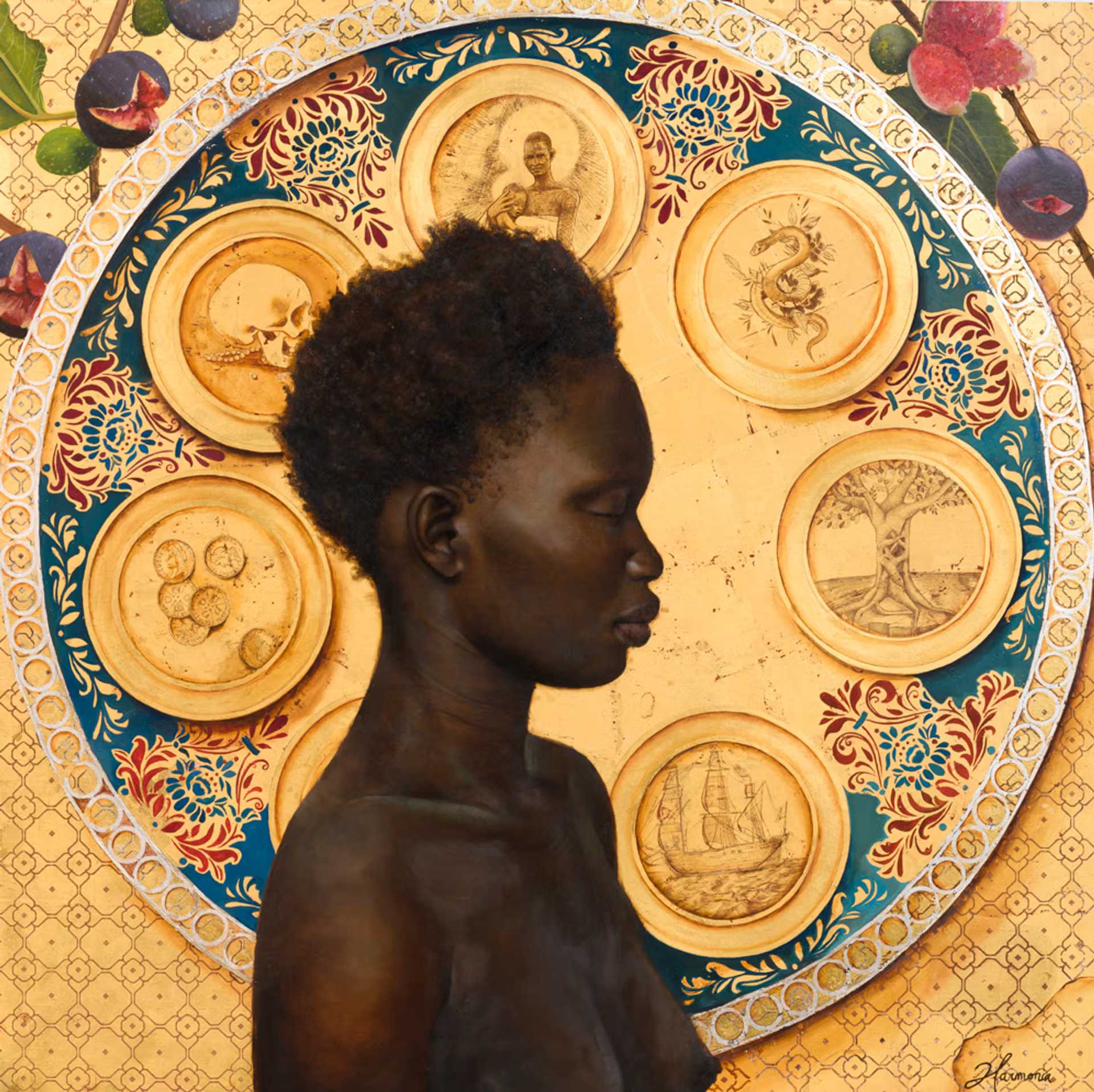Harmonia Rosales, ‘Portrait of Eve’, 2025, Print, Archival pigment print with silkscreen shimmer detail and a matte varnish seal on Somerset TS RW 410 gsm paper.
, Avant Arte, Numbered