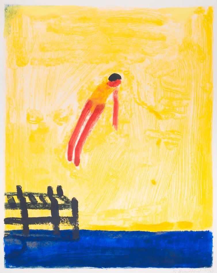 Katherine Bradford, ‘New Diver’, 15-06-2021, Print, Acrylic & archival pigment print on Hanhemuhle museum etching paper, Exhibition A, Numbered, Handfinished