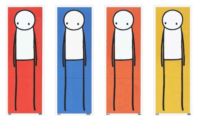 Stik, ‘The Big Issue Signed Full Set (Red, Blue, Orange, Yellow) Standing Figures’, 2013, Print, Offset lithograph on wove paper, Big Issue, Dated