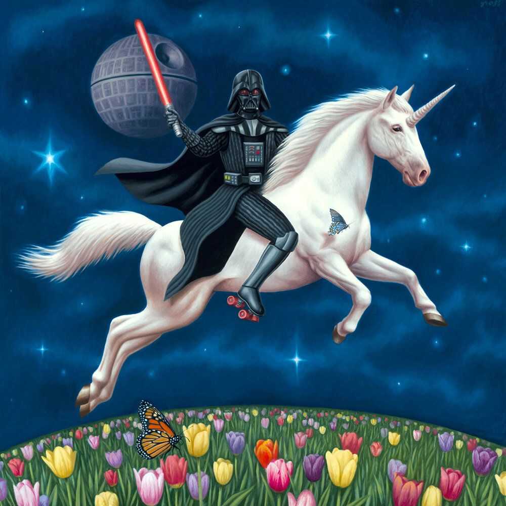 Alex Gross, ‘DV Unicorn (Canvas Print)’, 26-08-2020, Print, Made with the Epson P20000 large format printer by Brooklyn Editions, using archival Ultrachrome inks on Breathing Color 17M Satin Canvas, Self released, Numbered