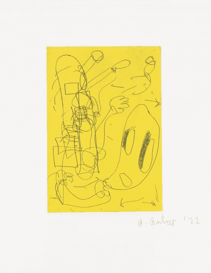 Andre Butzer, ‘Untitled (Yellow)’, 2022, Print, Etching in colors on wove paper, null, Numbered, Dated