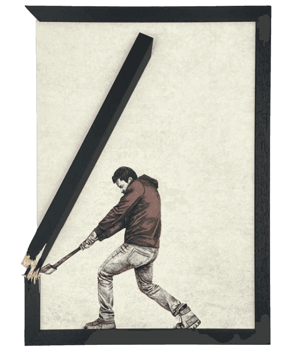 Andrew Scott, ‘The Axe’, 2026, Print, Print on canvas with broken frame, null, 
