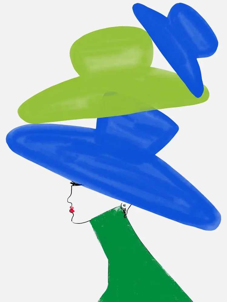 Annie Naranian, ‘Chapeaus Green and Blue (Small)’, 2023, Print, Giclée acid-free archival fine art paper and canvas combined with giclée pigment ink. , null, Numbered