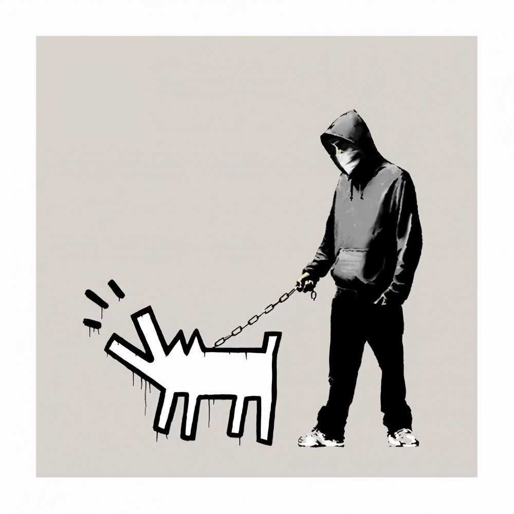 Banksy, ‘Choose Your Weapon (Warm 'Queue Jumper' Grey)’, 2010, Print, Screenprint in colours on wove paper, Pictures On Walls, Numbered