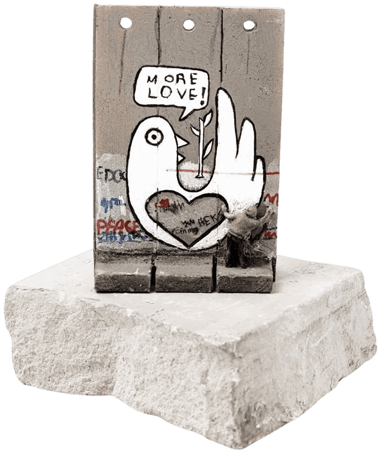 Banksy, ‘Souvenir Wall Three Part (More Love)’, 2019, Sculpture, Hand-painted resin sculpture with West Bank Separation Wall base, Walled Off Hotel, Handfinished
