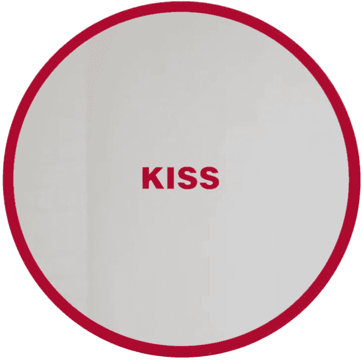 Barbara Kruger, ‘Untitled - 2Kiss (Kiss Mirror)’, 2024, Print, Catalysed ink 2 colour silkscreen on mirrored polished steel, null, Numbered