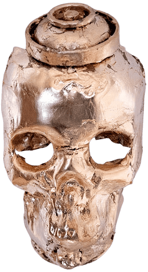 Beejoir, ‘Gold Skull’, 11-04-2008, Print, Crushed aluminium spray can skull with applied gold leaf, Souled Out Studios, Numbered
