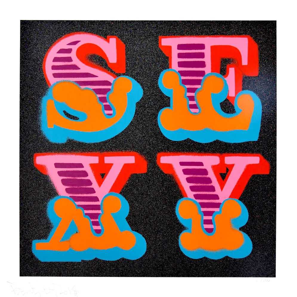 Ben Eine, ‘Sexy’, 25-10-2018, Print, 6 colour screenprint with black glitter, Stolen Space, Numbered