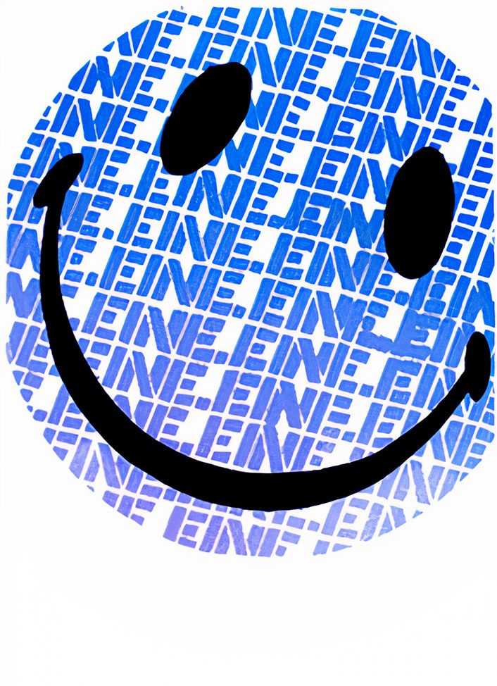 Ben Eine, ‘Smiley (Blue)’, 2004, Print, Screenprint, Pictures On Walls, Numbered