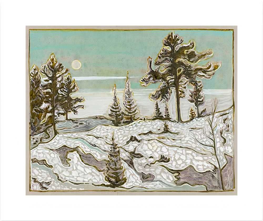 Billy Childish, ‘Moon And Pine Trees’, 19-04-2017, Print, Archival reproduction print on heavy matt stock, L-13 Light Industrial Workshop, Numbered