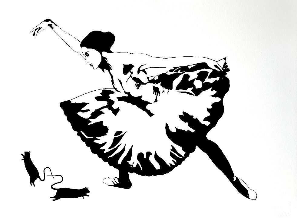 Blek le Rat, ‘Ballerina with Rats’, 2022, Print, Two colour screen print on Arches 300g, Self-released, Numbered