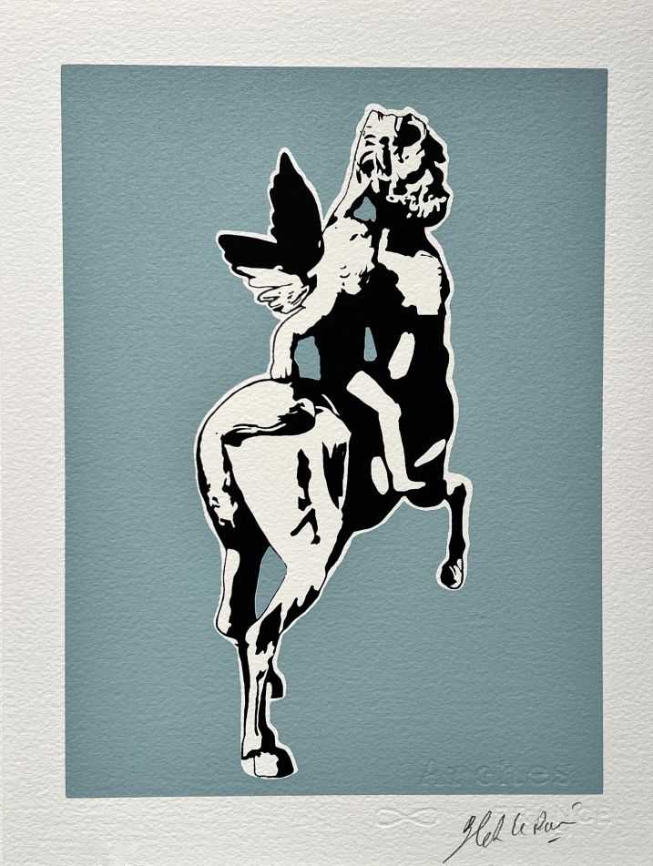 Blek le Rat, ‘The Centaur (Blue)’, 05-12-2019, Print, 3 colour screenprint on 300gsm Vélin d'Arches paper, Self-released, Numbered
