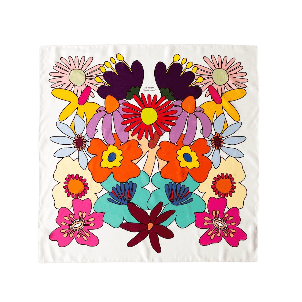 CJ Hendry, ‘Silk Scarf (Flower Market - Cle De Peau)’, 2024, Collectible, 100% silk. Made in France., Self Released, 