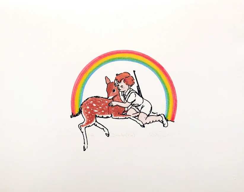 Ceal Warnants, ‘Bambi (No)’, 2016, Print, Screenprint with Hand Applied Watercolour Finishing on Saunders Waterford 356gsm Paper, null, Numbered