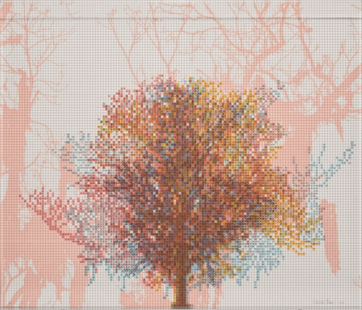 Charles Gaines, ‘Charleston Series II, Tree VI, Bairds Cove’, 2024, Print, colour aquatint, spitbite aquatint, chine collé and UV cured acrylic with printed acrylic box. Rives BFK White paper, null, 