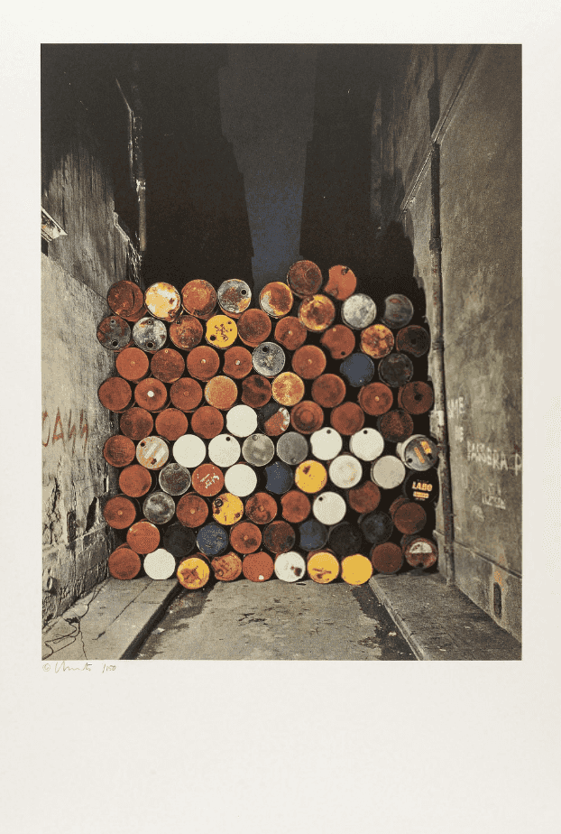 Christo and Jeanne-Claude, ‘Wall of Oil Barrels’, 1990, Print, Offset lithograph printed in colours, on Fabriano paper, Richard Larsen, Numbered