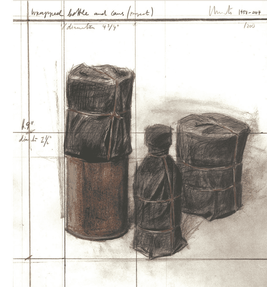 Christo and Jeanne-Claude, ‘Wrapped Bottle and Cans’, 1958, Print, Lithograph, Landfall Press, 