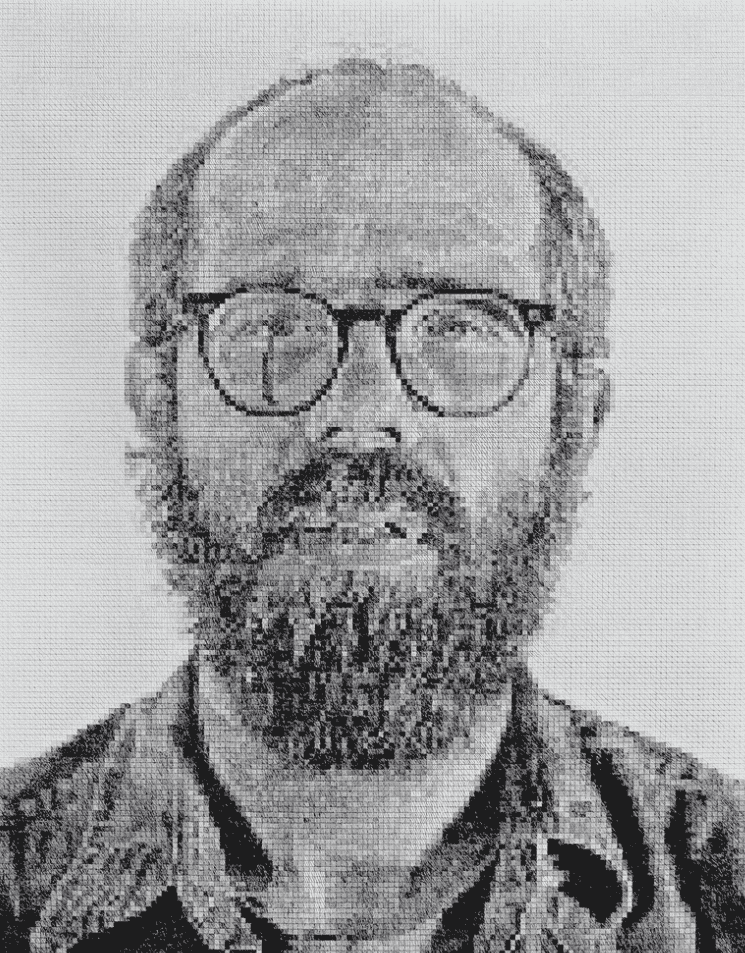 Chuck Close, ‘Chuck Close’, 1978, Print, Aquatint in white ink on black paper, null, Numbered, Dated