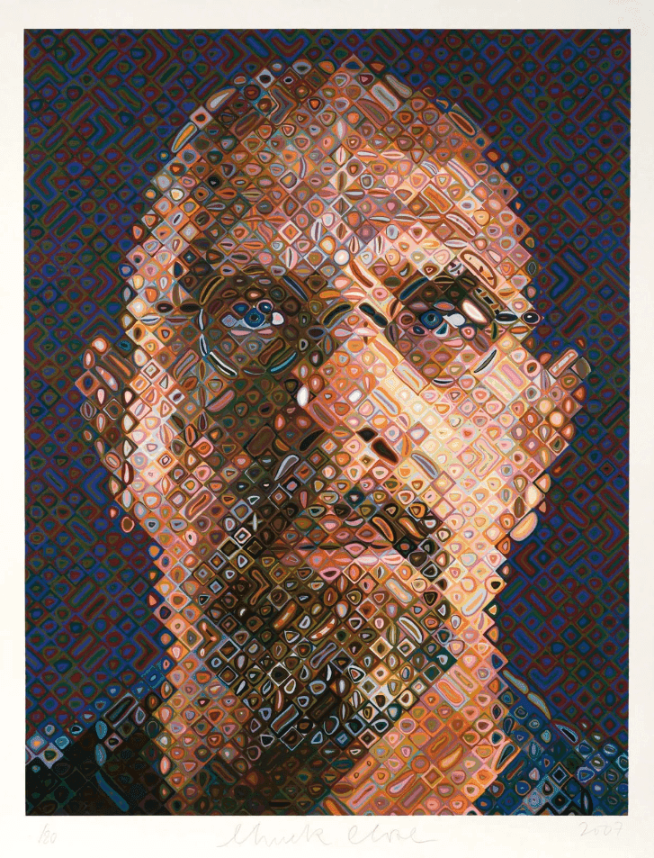 Chuck Close, ‘Self Portrait VII’, 2007, Print, 203-color screenprint, null, Numbered, Dated