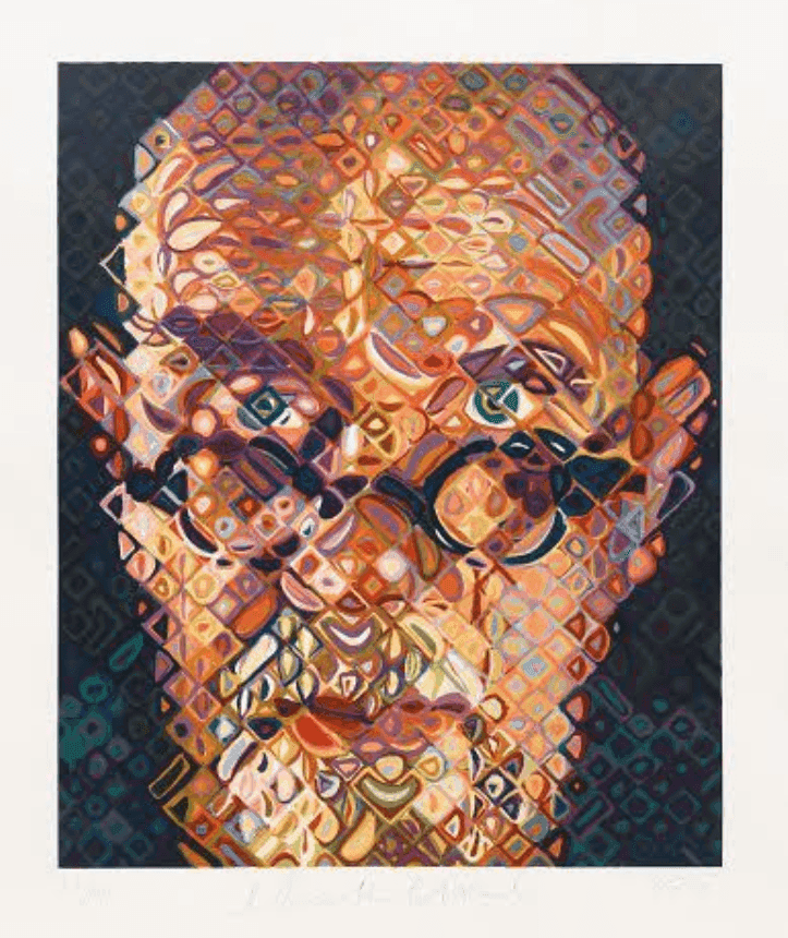 Chuck Close, ‘Self Portrait V’, 2015, Print, 84 color woodcut, null, Numbered, Dated