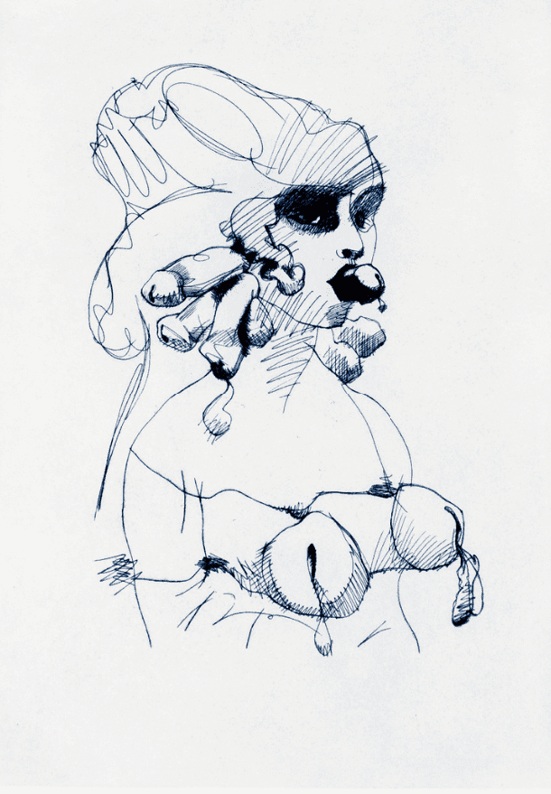 Claes Oldenburg, ‘Bust ’, 1975, Print, Etching in one colour on white, thick, slightly textured Wookey Hole handmade paper, Petersburg Press, Numbered