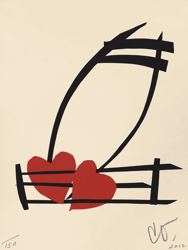 Claes Oldenburg, ‘Musical Hearts’, 2012, Print, 2 color screenprint, null, Numbered, Dated