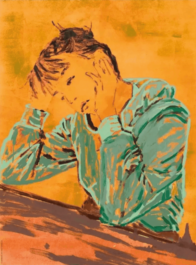 Claire Tabouret, ‘Self Portrait at the Table (Orange)’, 2020, Print, Offset print on 240gsm paper, null, 