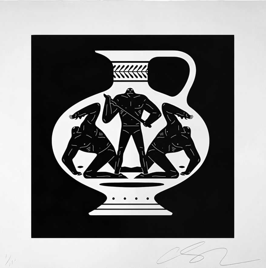 Cleon Peterson, ‘End Of Empire, Aryballos (White)’, 16-12-2018, Print, Hand pulled screenprint printed on 290gsm Coventry Rag paper with deckled edges, Self-released, Numbered