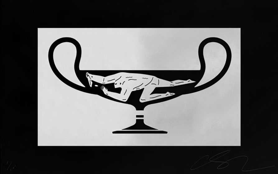 Cleon Peterson, ‘End Of Empire, Kantharos (Black)’, 16-12-2018, Print, Hand pulled screenprint printed on 290gsm Coventry Rag paper with deckled edges, Self-released, Numbered