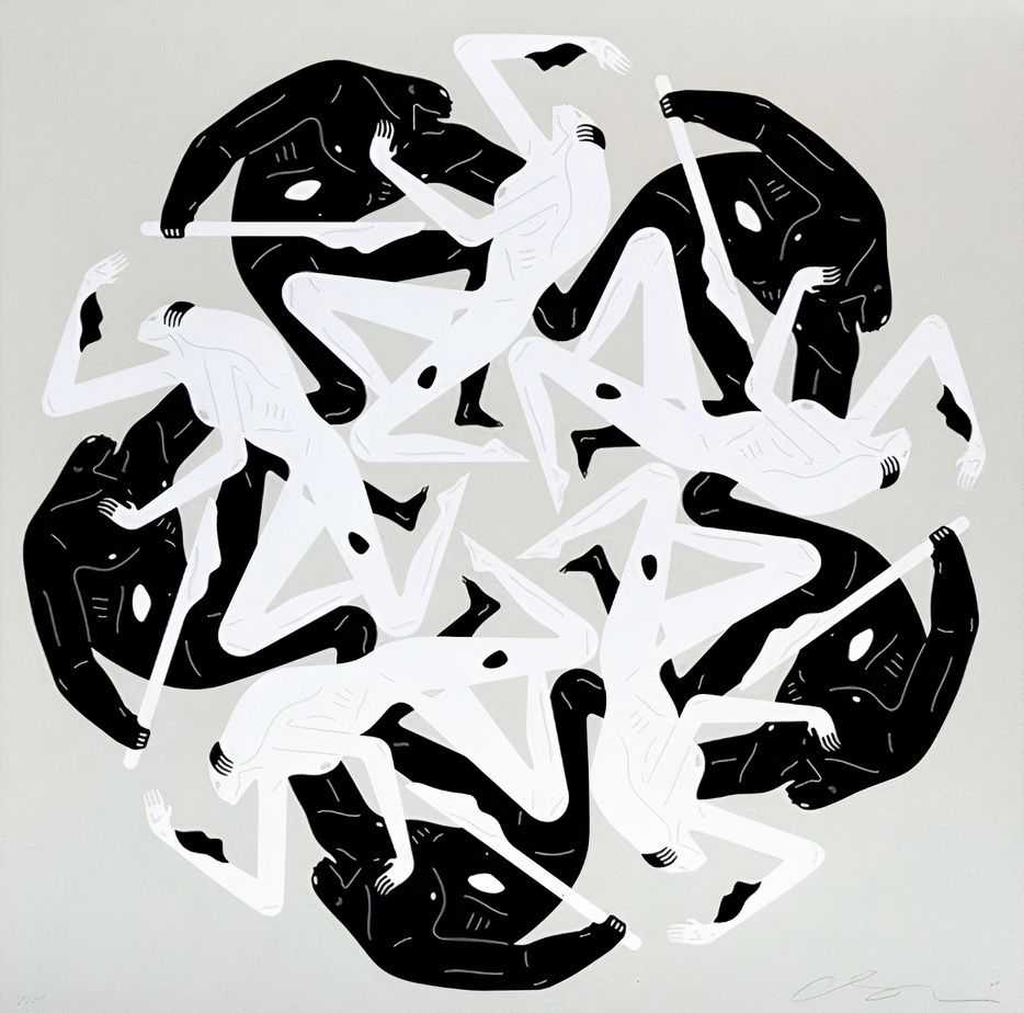 Cleon Peterson, ‘Flowers Of Evil, The Kiss (Bone)’, 04-10-2021, Print, Hand pulled screenprint printed on 290gsm Coventry Rag paper with deckled edges, Self-released, Numbered