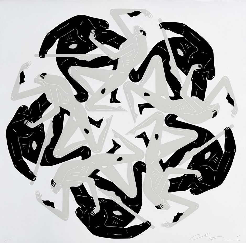 Cleon Peterson, ‘Flowers Of Evil, The Kiss (White)’, 04-10-2021, Print, Hand pulled screenprint printed on 290gsm Coventry Rag paper with deckled edges, Self-released, Numbered