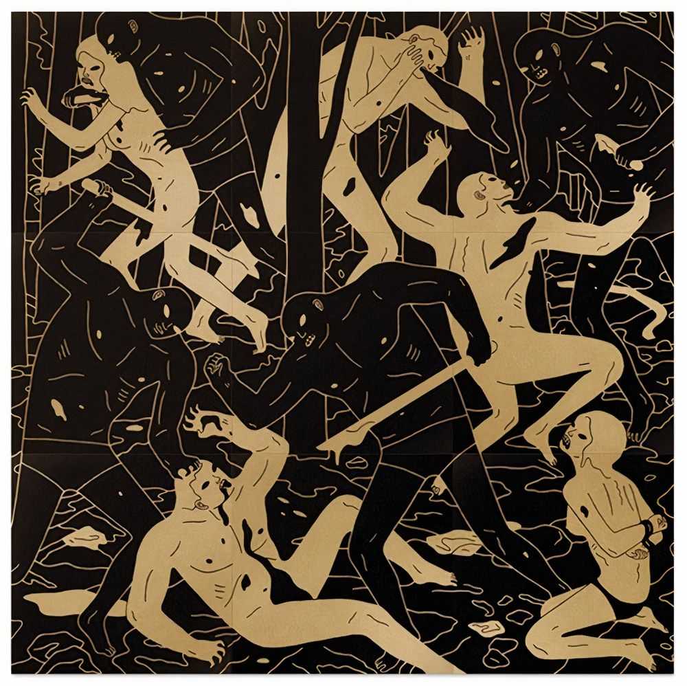 Cleon Peterson, ‘Judgement 9 Panel Print Set (Black & Gold)’, 09-12-2014, Print, Hand pulled screenprint on 270gsm colourplan paper, Self-released, Numbered