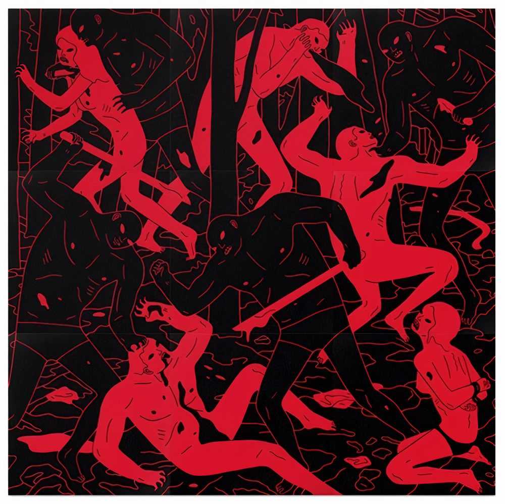 Cleon Peterson, ‘Judgement 9 Panel Print Set (Black & Red)’, 09-12-2014, Print, Hand pulled screenprint on 270gsm colourplan paper, Self-released, Numbered