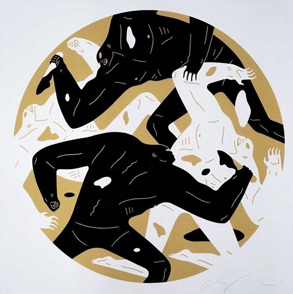 Cleon Peterson, ‘Out Of Darkness (Gold)’, 26-11-2017, Print, Hand pulled black and gold screenprint printed on 290gsm Coventry Rag paper with deckled edges, Self-released, Numbered