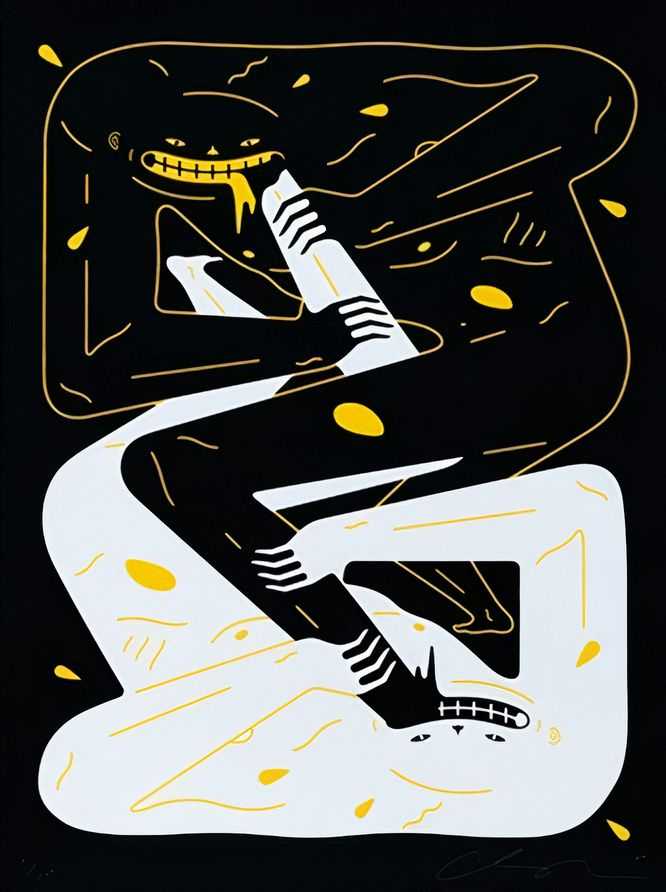 Cleon Peterson, ‘Power (Black and Yellow)’, 11-12-2020, Print, Screenprint on 290gsm Arches Rag paper with deckled edges, Self-released, Numbered