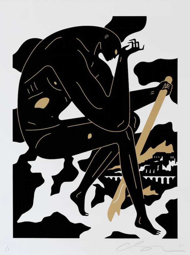 Cleon Peterson, ‘Sorrow (White)’, 2023, Print, Hand pulled black and Gold screen print, Self Released, Numbered