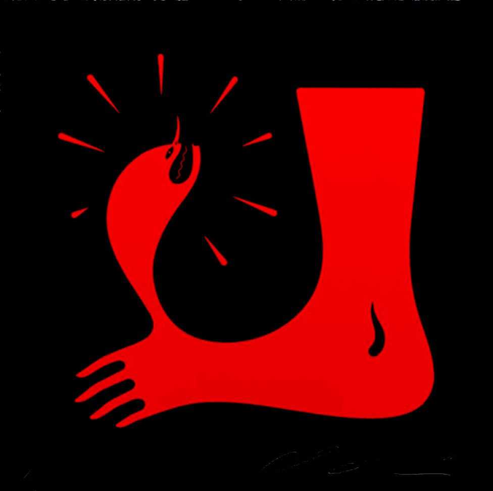 Cleon Peterson, ‘Stubbed Toe (Red)’, 12-04-2022, Print, Hand pulled screenprint printed on 290gsm Coventry Rag paper with deckled edges, Self-released, Numbered
