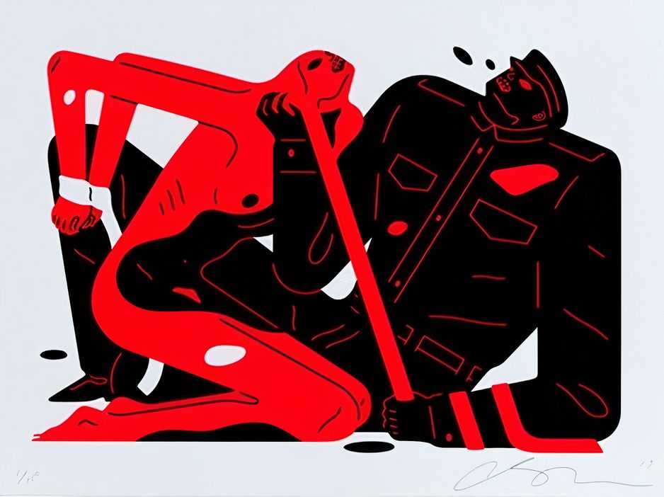 Cleon Peterson, ‘Talk Talk Talk (White)’, 31-01-2019, Print, Hand pulled screenprint printed on 290gsm Coventry Rag paper with deckled edges, Self-released, Numbered
