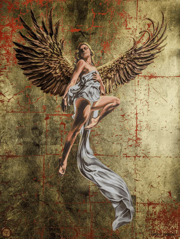 Cosmo Sarson, ‘Angel Of Hope (Hand-Finished)’, 2018, Print, Giclee print in colours hand finished with gold leaf, Self Released, Handfinished