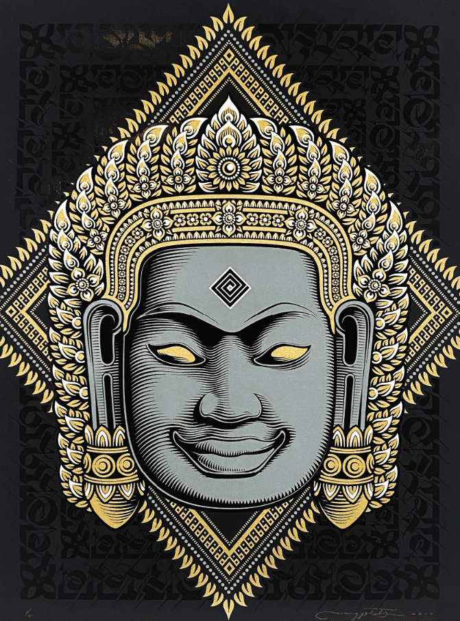 Cryptik, ‘Bayon Buddha’, 2014, Print, Rare screen print on 80lb black Pilke fine art paper, null, Numbered, Dated