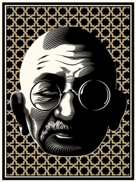 Cryptik, ‘Gandhi (Second Edition)’, 2012, Print, Heavyweight Cream Specklestone, null, Numbered