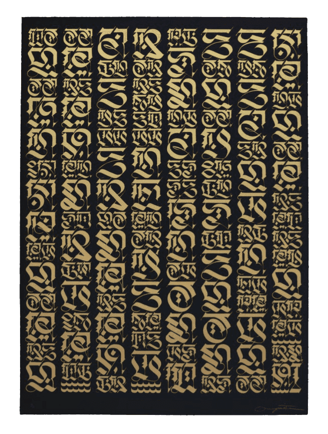 Cryptik, ‘The Divine Letter (Gold On Black)’, 2019, Print, Lithograph 2 colors printed with Marinoni press lithographic and hand cut, null, Numbered