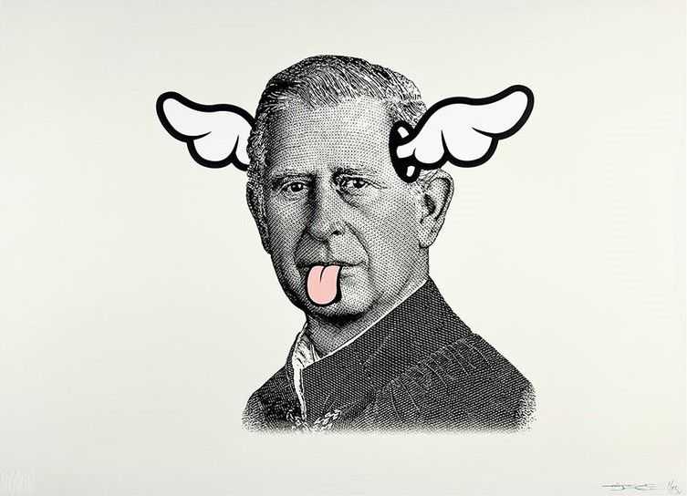 D*Face, ‘Dog Save the King (White Wing)’, 2025, Print, 3 colour, hand-pulled silkscreen print on Heritage Bookwhite 315gsm paper stock, null, Numbered