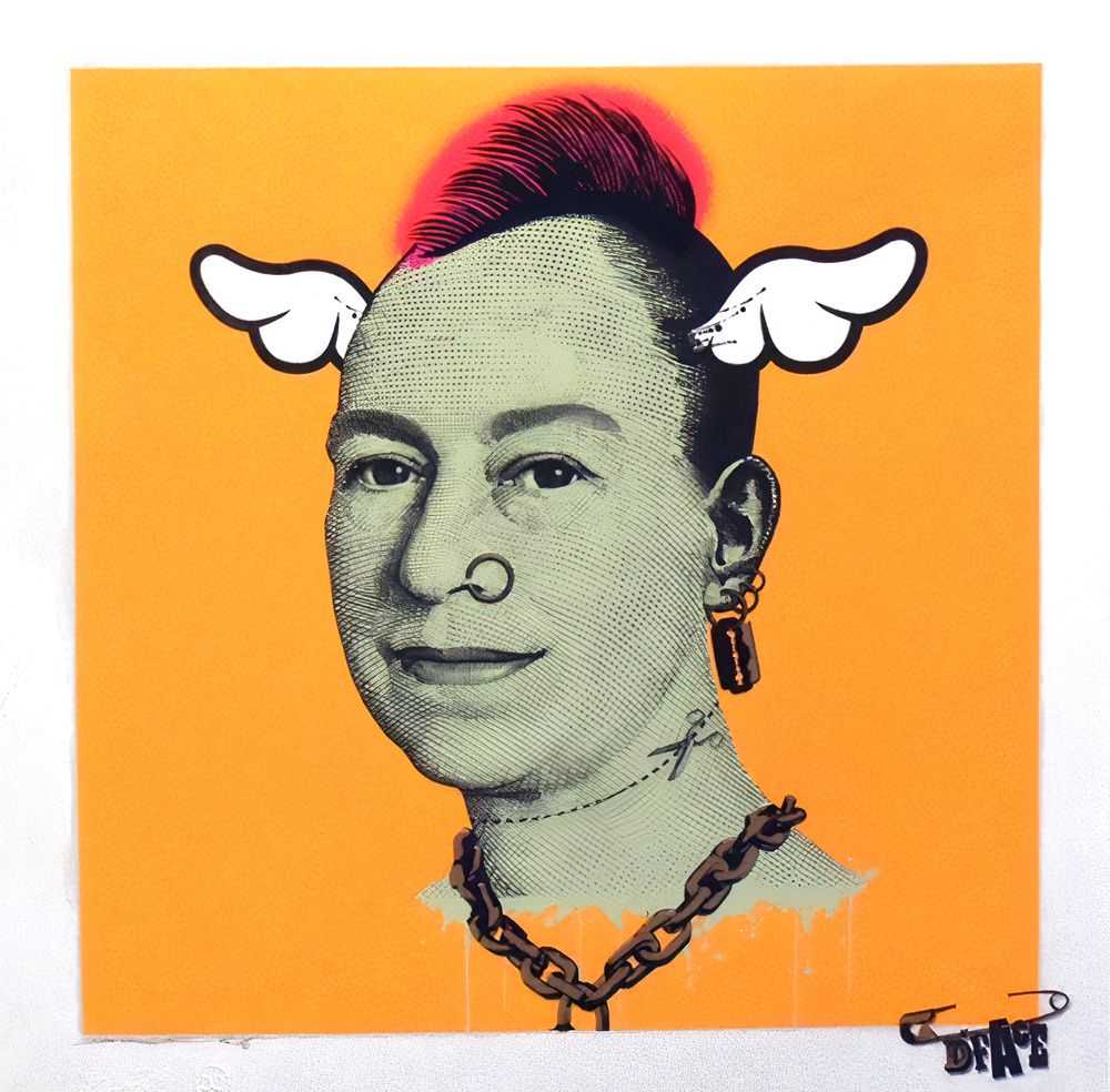 D*Face, ‘More Punk Than You Punk (Fluorescent Orange)’, 10-10-2009, Print, Hand pulled 5 colour screenprint on 410gsm Somerset Satin paper, Stolen Space, Numbered
