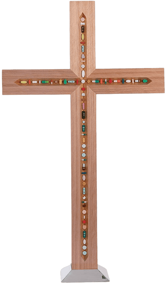 Damien Hirst, ‘The Crucifix’, 2005, Sculpture, Cedar wood, hand colored pewter pills, resin, silver and stainless steel, null, 