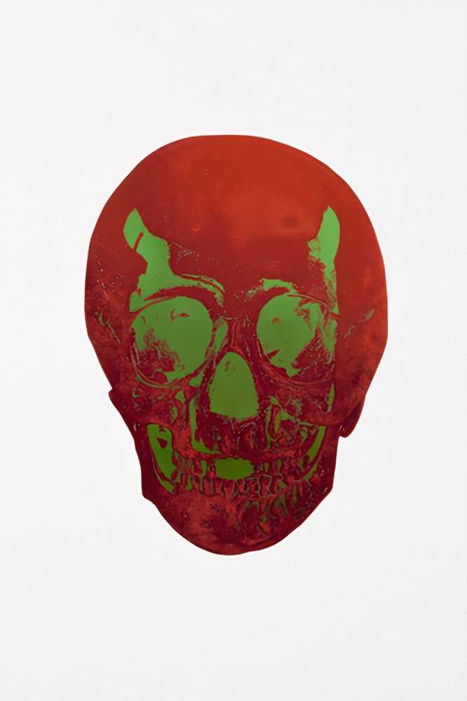 Damien Hirst, ‘The Dead (Chilli Red Lime Green Skull)’, 10-10-2009, Print, 2 colour foil block on 300gsm Arches 88 archival paper, Other Criteria, Numbered