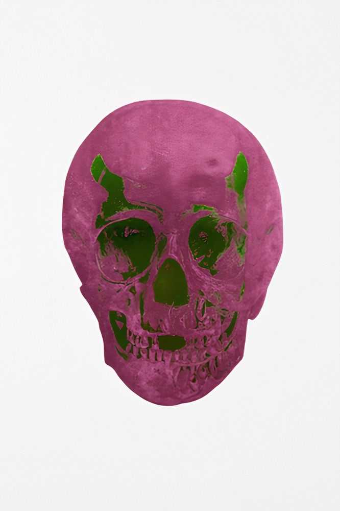 Damien Hirst, ‘The Dead (Loganberry Pink Lime Green Skull)’, 10-10-2009, Print, 2 colour foil block on 300gsm Arches 88 archival paper, Other Criteria, Numbered