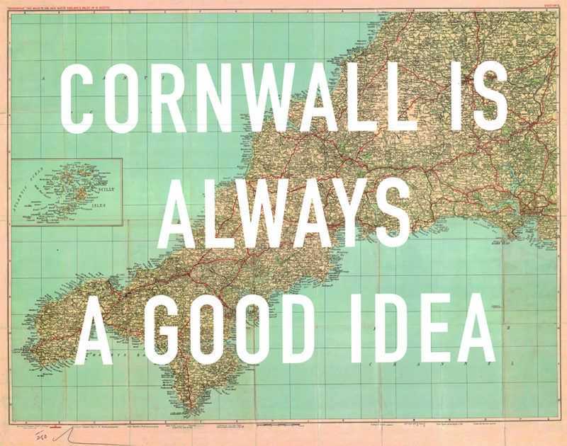 Dave Buonaguidi, ‘Cornwall Is Always A Good Idea – 2nd Edition’, 2021, Print, Lithograph map with a single layer of hand screenprinted typography, Print Club London, Numbered