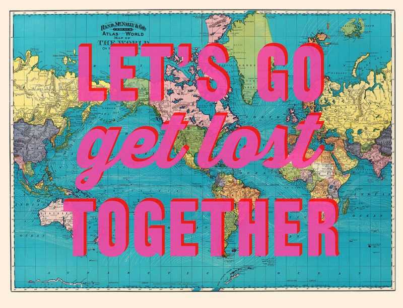 Dave Buonaguidi, ‘Let’s Go Get Lost Together – World Map (Litho)’, 2021, Print, A litho map digitally printed onto archival paper and then with two added screen printed layers, Print Club London, Numbered
